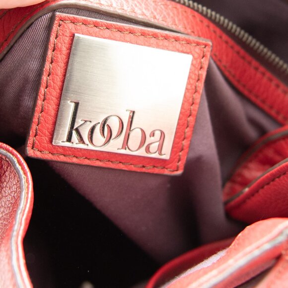 Kooba Shoulder Bag Pebbled Leather Convertible Side Panels Red - Picture 5 of 16